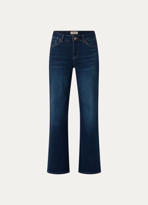Mos Mosh High waist wide leg jeans met donkere wassing - voorkant 4 indigo