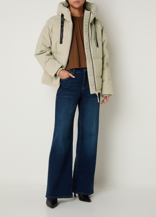 Mos Mosh Jilly puffer jack met donsvulling en steekzakken - voorkant 2 creme