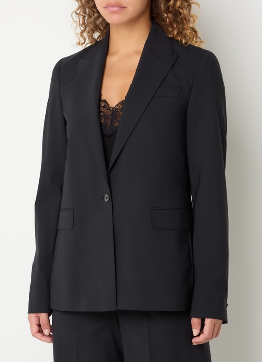 Mos Mosh Lucey blazer in wolblend met klepzakken - detail 3 zwart