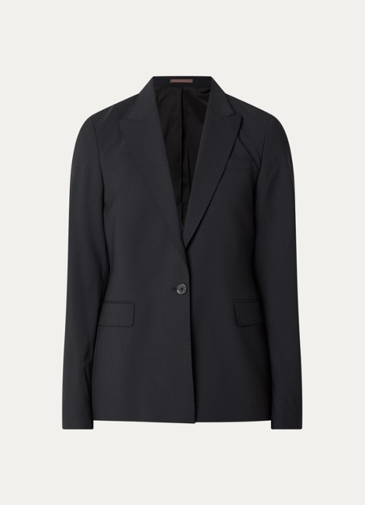 Mos Mosh Lucey blazer in wolblend met klepzakken - voorkant zwart