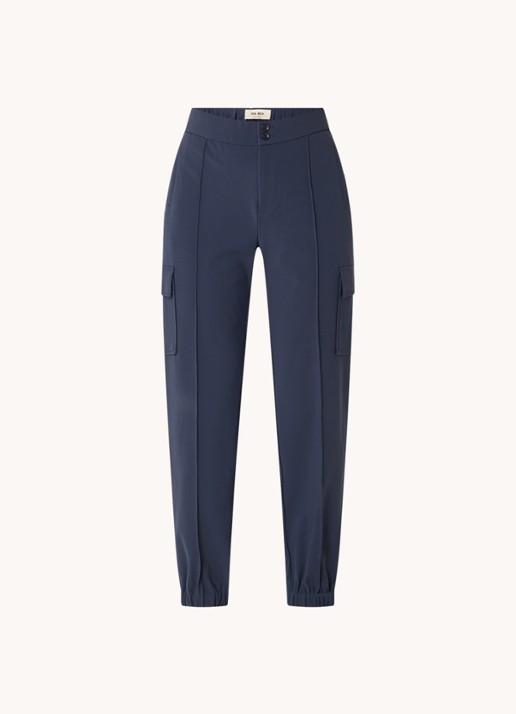 MOS MOSH MMAntina Izzy high waist tapered fit broek - voorkant donkerblauw