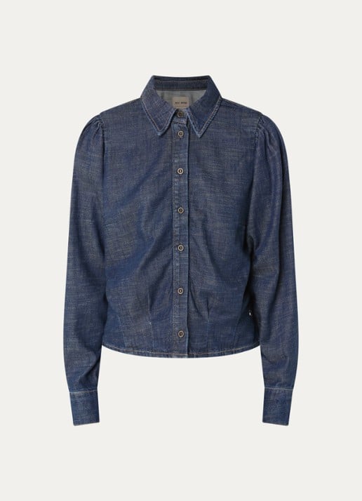 Mos Mosh MMArles Pagato blouse van denim - voorkant indigo
