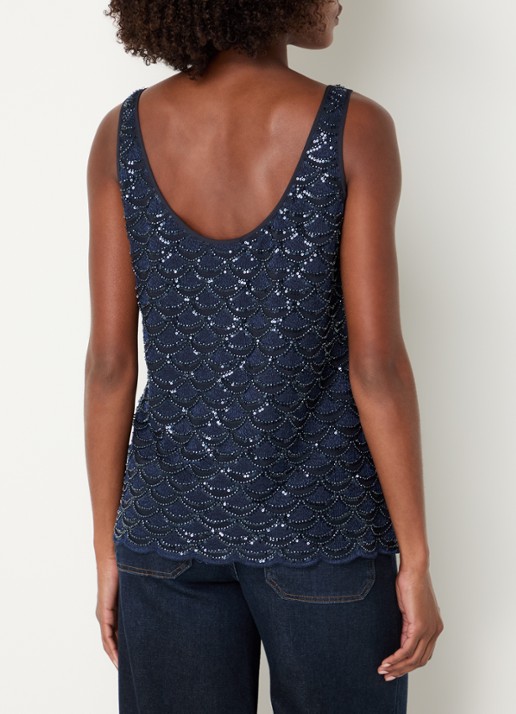 Mos Mosh MMAstra tanktop met strass - achterkant 3 donkerblauw
