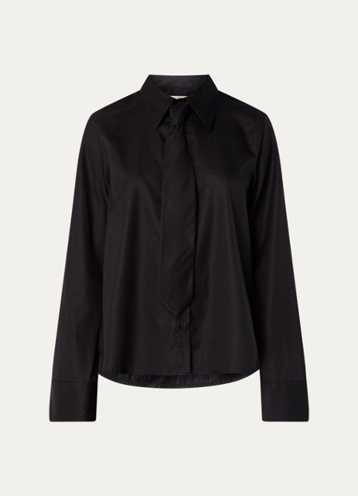 Mos Mosh MMAyen blouse met stropdas - voorkant zwart