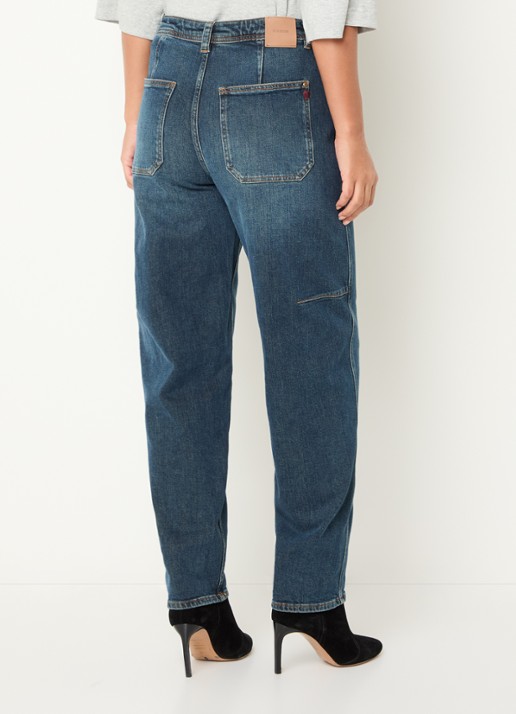 Mos Mosh MMAymen Galleon high waist tapered fit jeans met medium wassing - achterkant 3 indigo