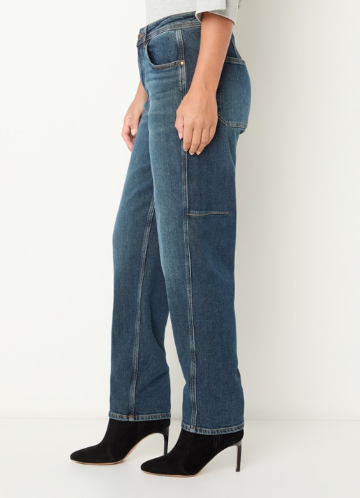 Mos Mosh MMAymen Galleon high waist tapered fit jeans met medium wassing - detail 2 indigo