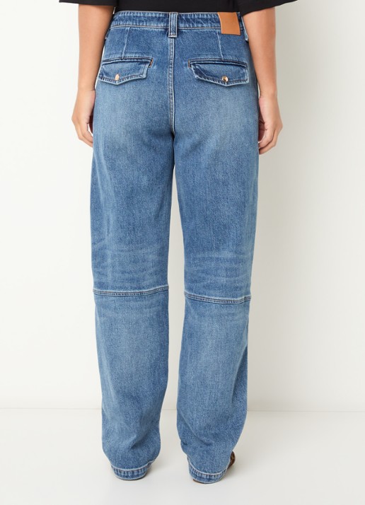 Mos Mosh MMAymen high waist loose fit jeans met medium wassing - achterkant indigo