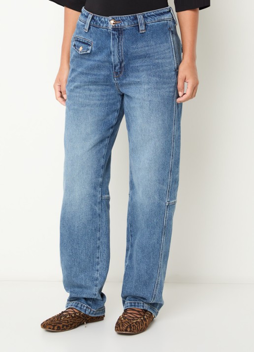 Mos Mosh MMAymen high waist loose fit jeans met medium wassing