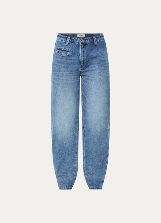 Mos Mosh MMAymen high waist loose fit jeans met medium wassing - voorkant 4 indigo