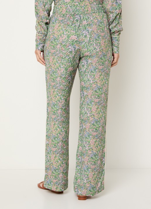 Mos Mosh MMBala high waist straight fit pantalon met bloemenprint - achterkant groen