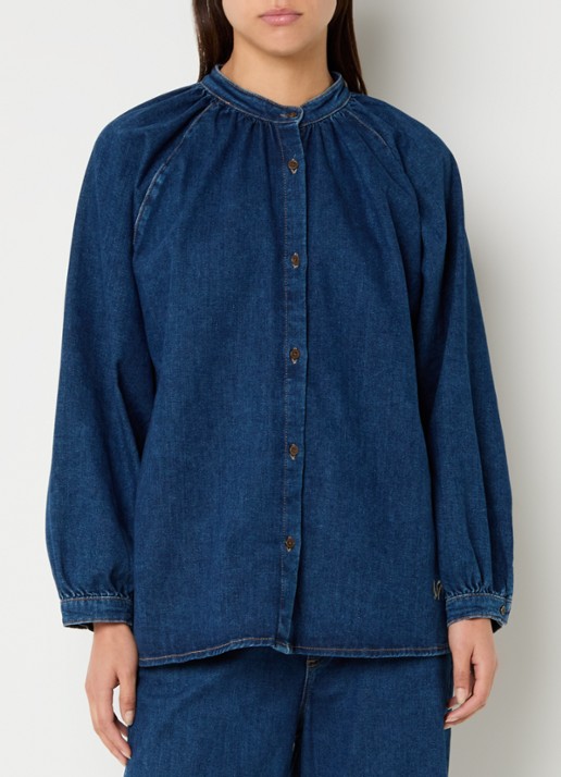 Mos Mosh MMBello blouse van denim met ballonmouw