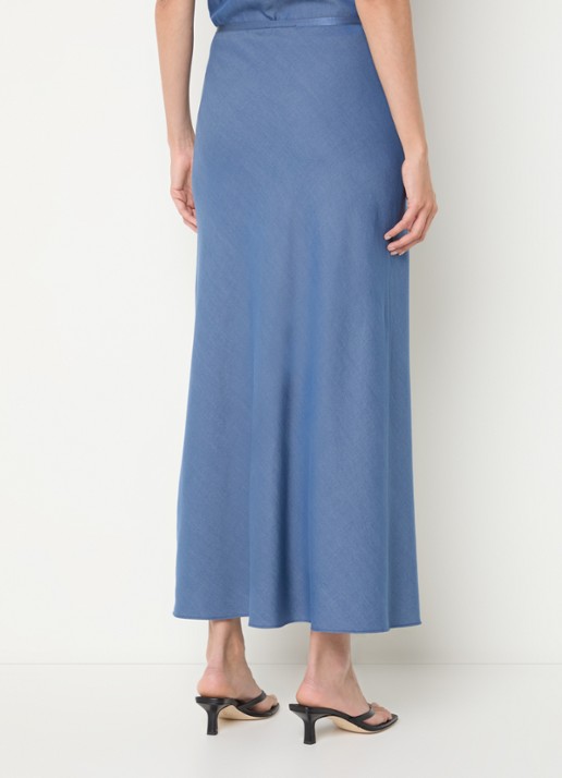 Mos Mosh MMBias maxi rok  - achterkant 4 staalblauw