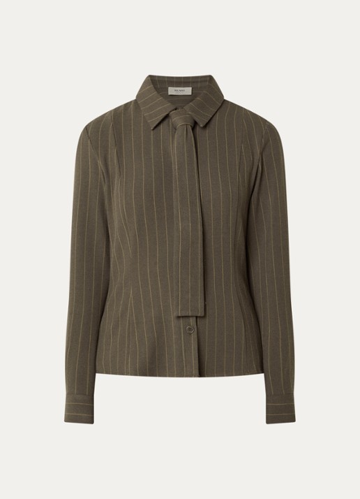 Mos Mosh MMCalvi York blouse met streepprint - voorkant 2 donkerbeige