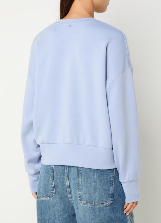 Mos Mosh MMCelli sweater met borduring - achterkant 3 staalblauw