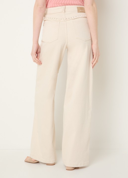 Mos Mosh MMColette high waist straight leg jeans met gekleurde wassing - achterkant beige