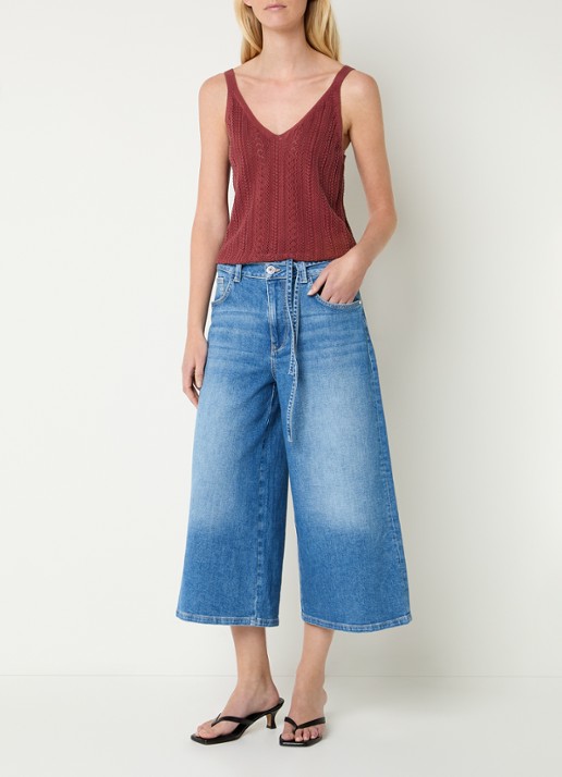 Mos Mosh MMCressida grofgebreide tanktop met opengewerkt dessin - voorkant 4 steenrood