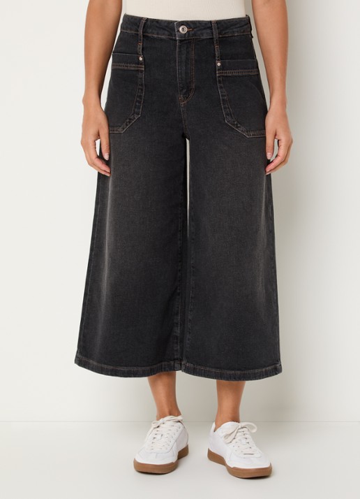 Mos Mosh MMCulotte Juventus high waist wide leg jeans met gekleurde wassing - detail 4 antraciet