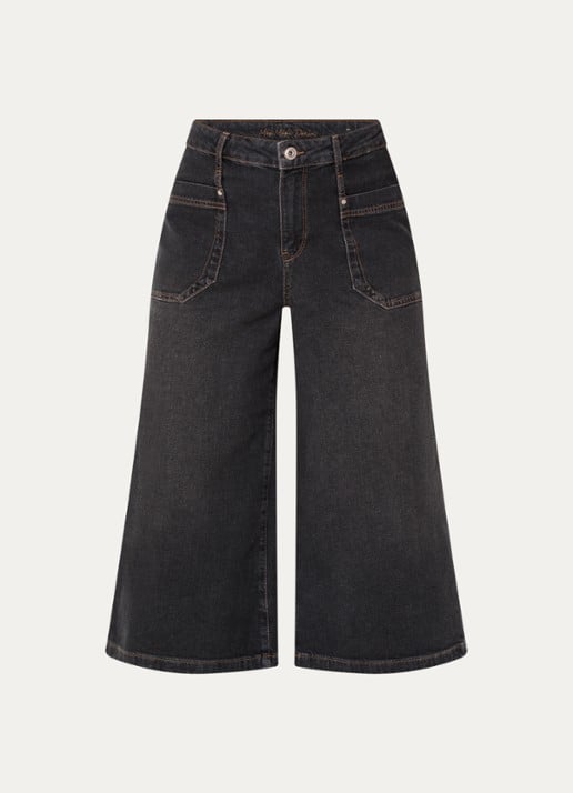 Mos Mosh MMCulotte Juventus high waist wide leg jeans met gekleurde wassing - voorkant antraciet