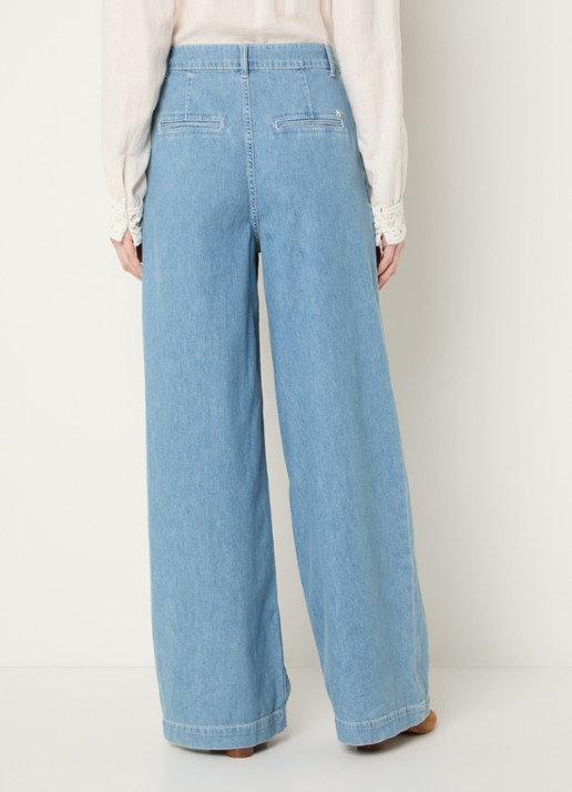 Mos Mosh MMDagny high waist wide leg jeans met lichte wassing - achterkant 3 indigo