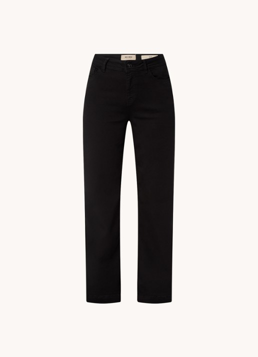 Mos Mosh MMDara high waist wide leg jeans met steekzakken - voorkant zwart