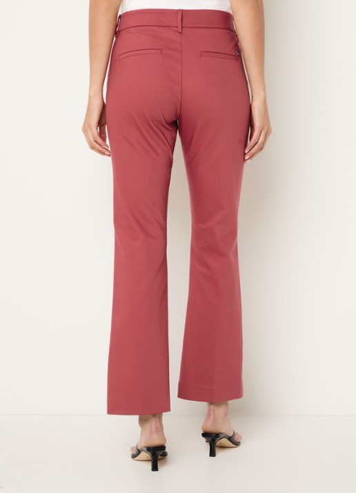 Mos Mosh MMEllen mid waist straight fit cropped chino met steekzakken - achterkant donkerrood