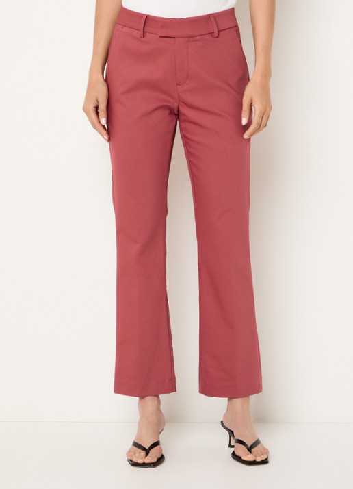 Mos Mosh MMEllen mid waist straight fit cropped chino met steekzakken - detail 4 donkerrood
