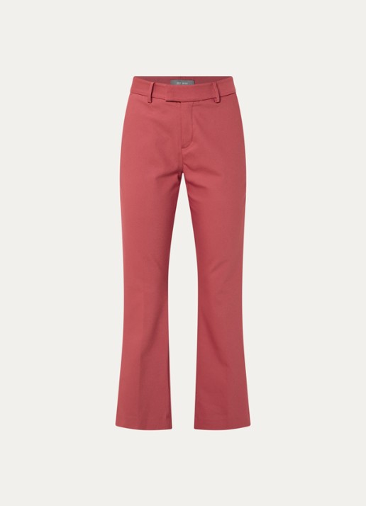 Mos Mosh MMEllen mid waist straight fit cropped chino met steekzakken - voorkant 2 donkerrood