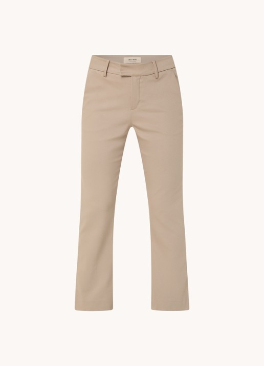 Mos Mosh MMEllen mid waist straight fit cropped chino met steekzakken - voorkant lichtbruin