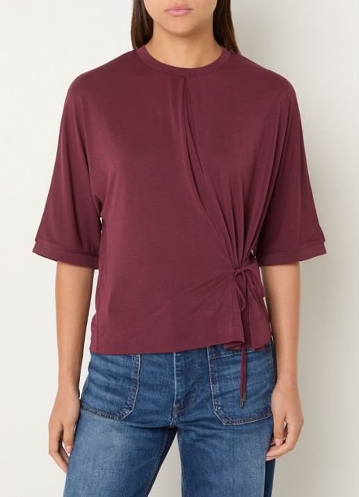 Mos Mosh MMJuana T-shirt met gestrikt detail - detail 3 bordeauxrood