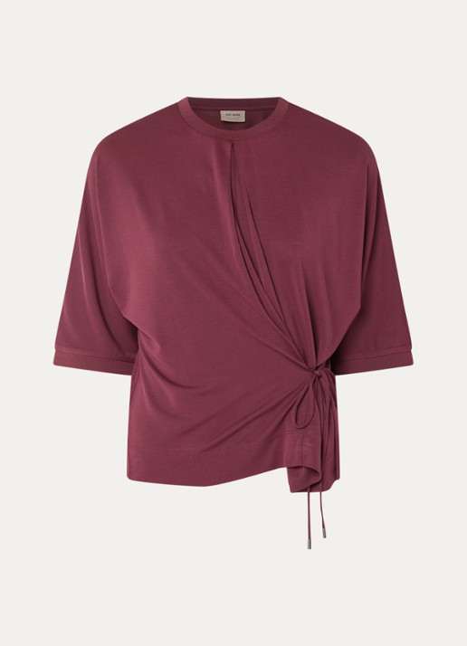 Mos Mosh MMJuana T-shirt met gestrikt detail - voorkant bordeauxrood
