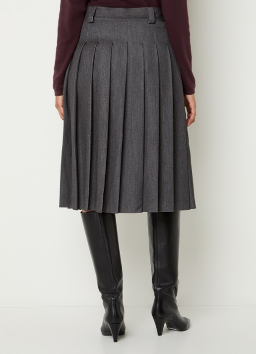 Mos Mosh MMKait midi rok met plooidetail - achterkant 4 donkergrijs