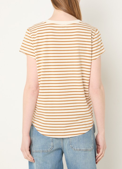 Mos Mosh MMKala T-shirt met streepprint - achterkant 4 lichtbruin