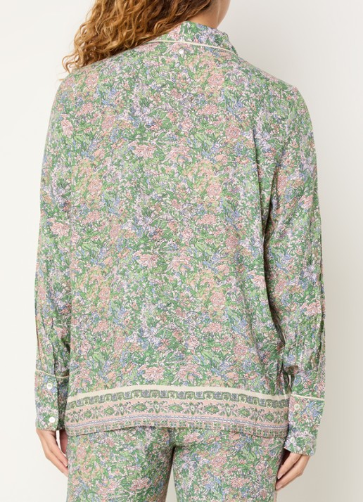 Mos Mosh MMKana blouse met bloemenprint - achterkant groen