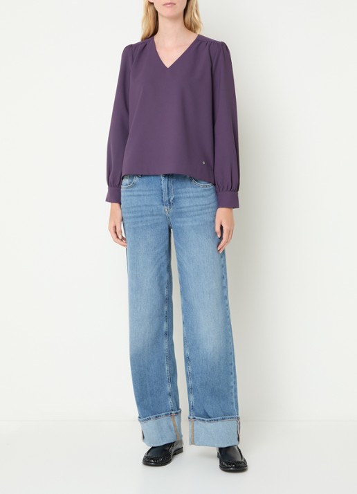 Mos Mosh MMKylie Miley top met pofmouw - voorkant 3 paars