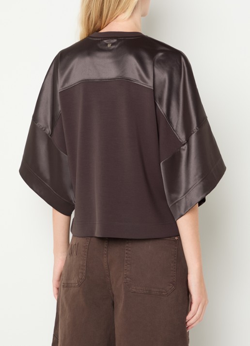 Mos Mosh MMLela sweater van satijn - achterkant 2 bruin