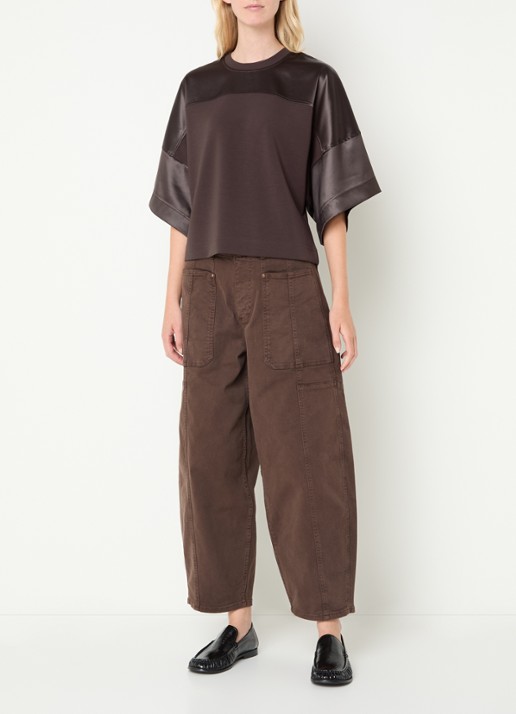 Mos Mosh MMLela sweater van satijn - voorkant 4 bruin