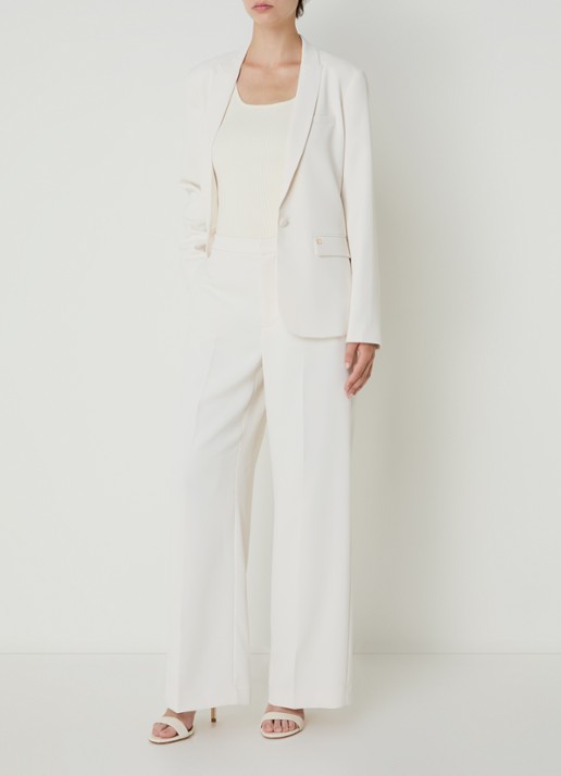 Mos Mosh MMLeya Miley high waist wide fit pantalon met steekzakken - voorkant 2 wit