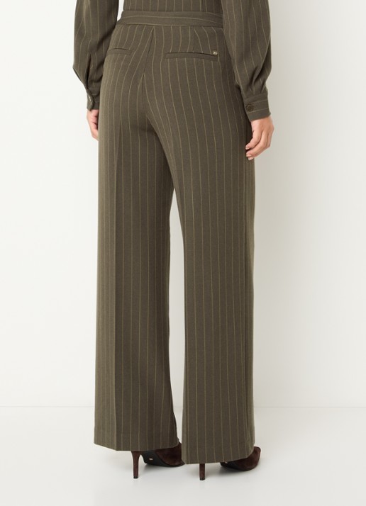 Mos Mosh MMLeya York high wasit loose fit chino met streepprint - achterkant 3 donkerbeige