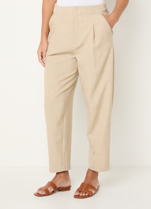 Mos Mosh MMLeysa high waist tapered fit cropped pantalon met steekzakken