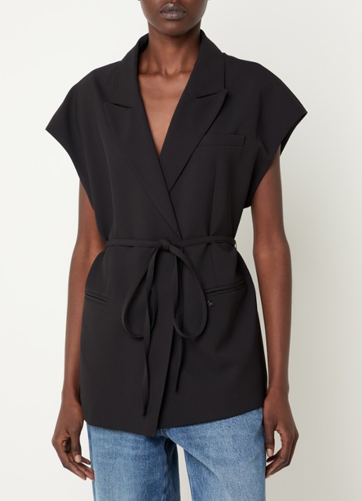 Mos Mosh MMLucine Miley gilet met strikceintuur - detail zwart