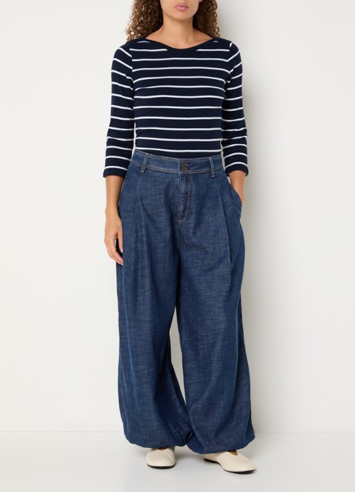Mos Mosh MMMarah Pagato high waist tapered jeans met donkere wassing - voorkant 4 indigo