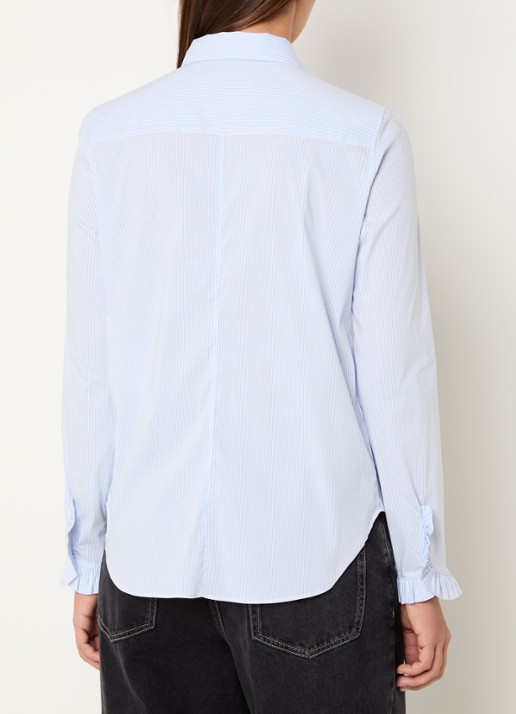 Mos Mosh MMMattie blouse met streepprint - achterkant 2 lichtblauw