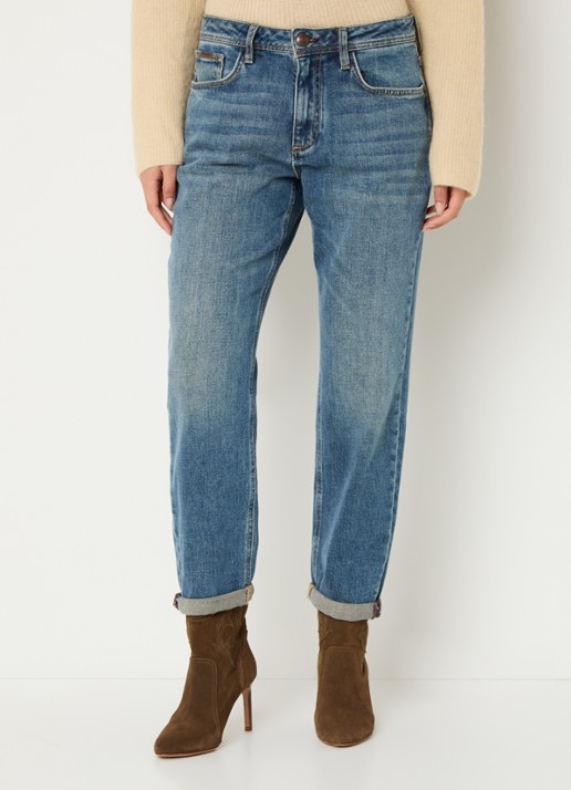 Mos Mosh MMMelly high waist tapered fit cropped jeans met medium wassing
