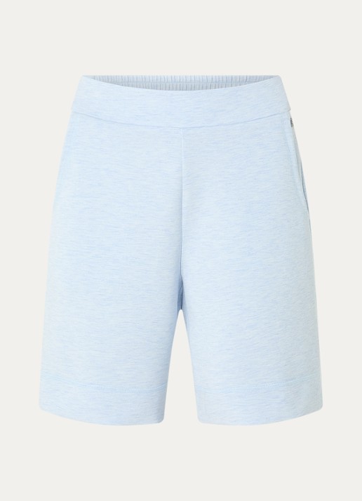Mos Mosh MMNamara high waist straight fit korte joggingbroek met steekzakken - voorkant 2 lichtblauw