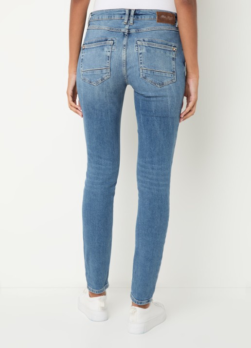 Mos Mosh MMNaomi Mateos mid waist skinny jeans met medium wassing - achterkant 2 indigo