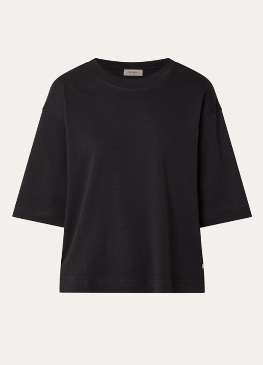 Mos Mosh MMNatalie T-shirt met stretch - voorkant 2 zwart