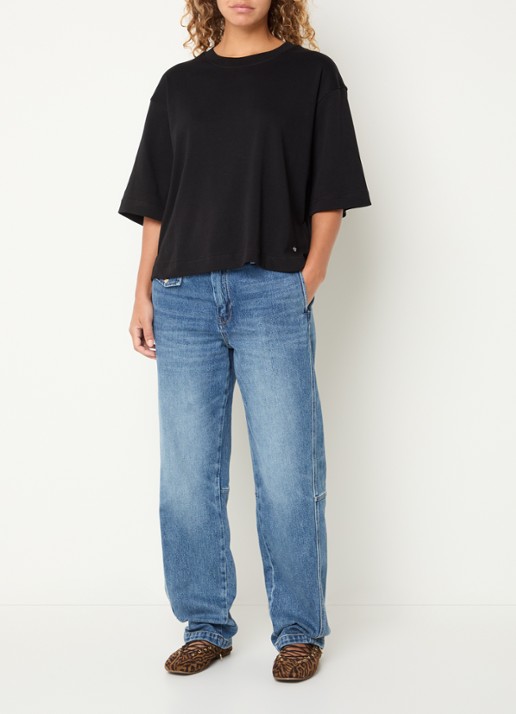 Mos Mosh MMNatalie T-shirt met stretch - voorkant 3 zwart