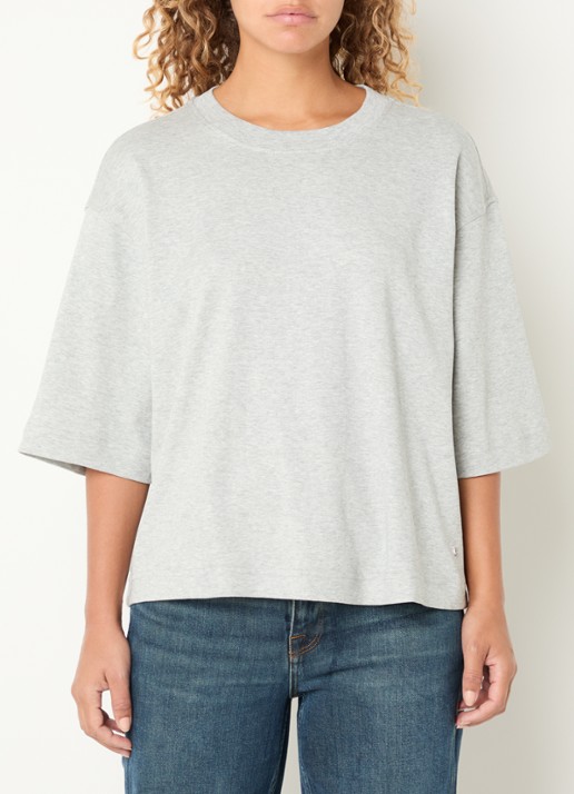 Mos Mosh MMNatalie T-shirt met stretch - detail grijs