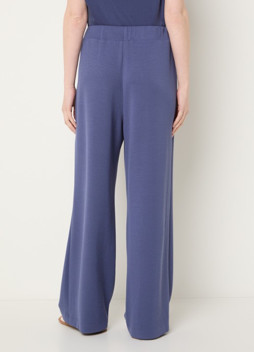 Mos Mosh MMNima high waist wide fit joggingbroek met steekzakken - achterkant staalblauw