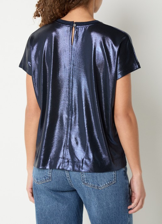 Mos Mosh MMNivola top met metallic finish - achterkant 5 donkerblauw